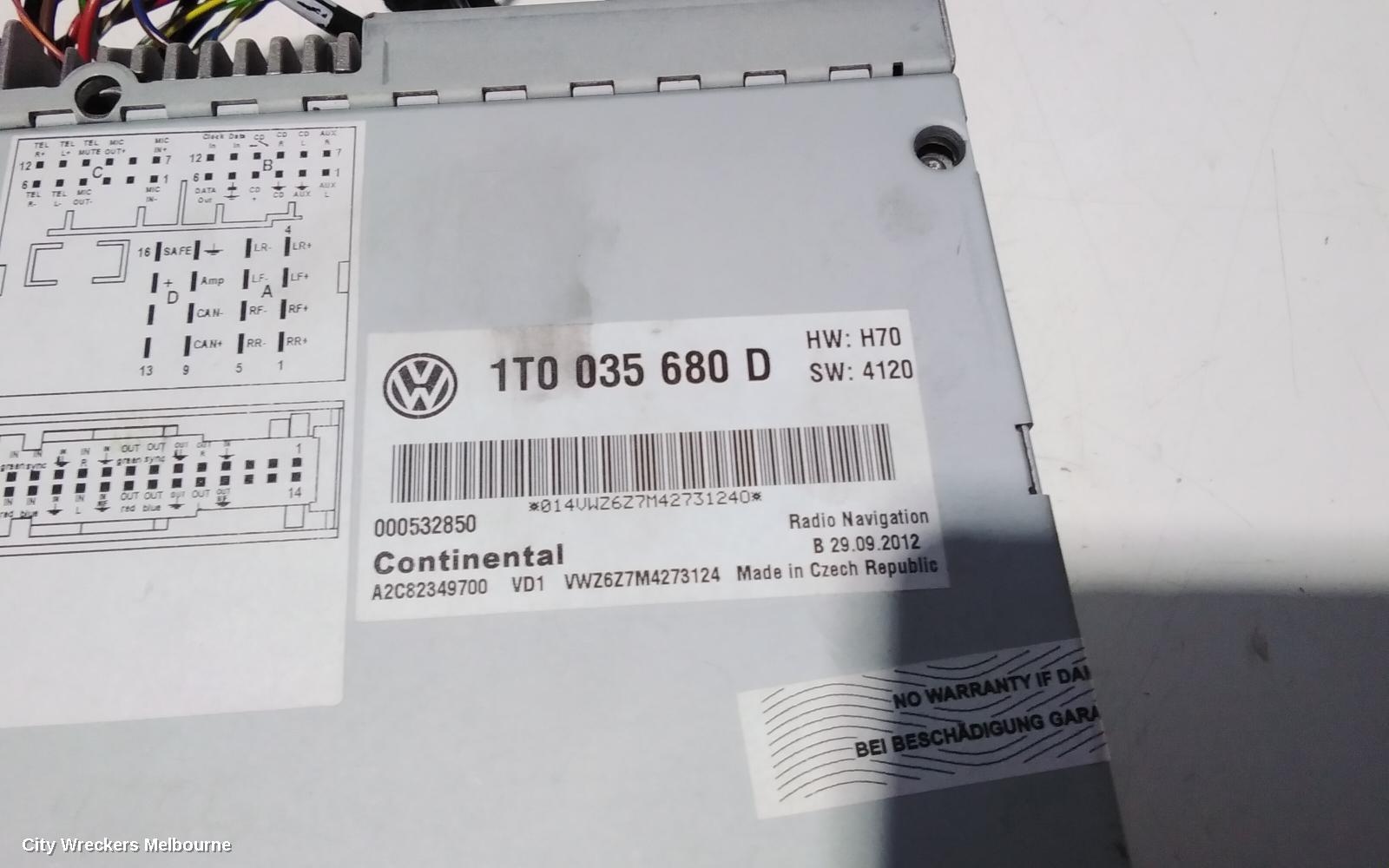 VOLKSWAGEN TIGUAN RADIO/CD/DVD/SAT/TV, SAT NAV, 5N, 05/2008 - 08/2016