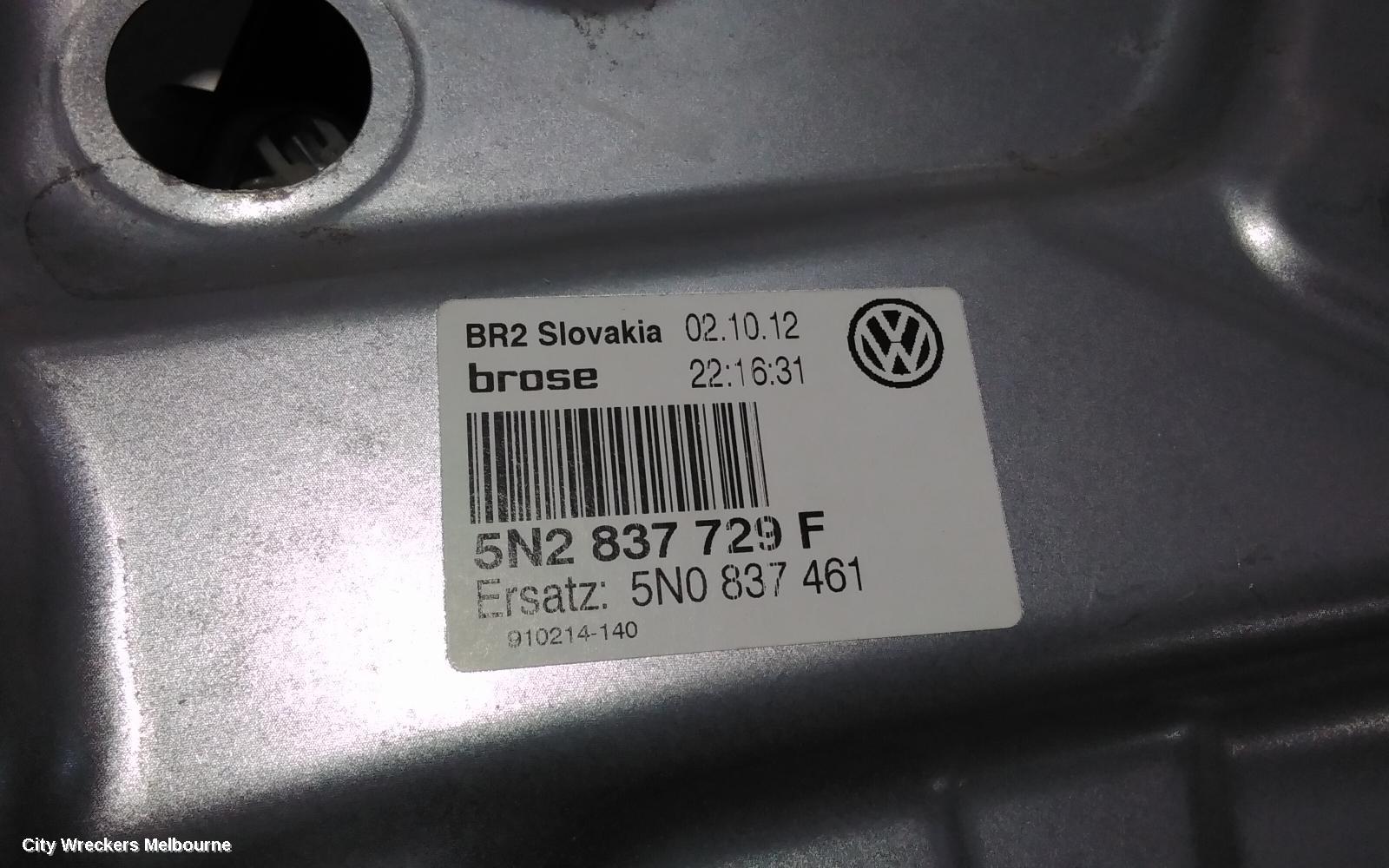 VOLKSWAGEN TIGUAN LEFT FRONT WINDOW REG/MOTOR, 5N, POWER, 05/2008 - 08/2016
