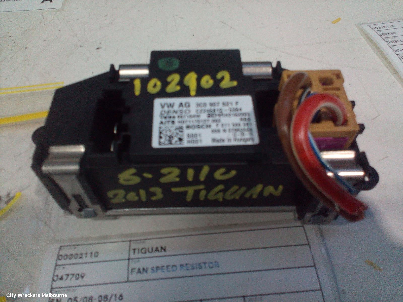 VOLKSWAGEN TIGUAN FAN SPEED RESISTOR, 5N, 05/2008 - 08/2016