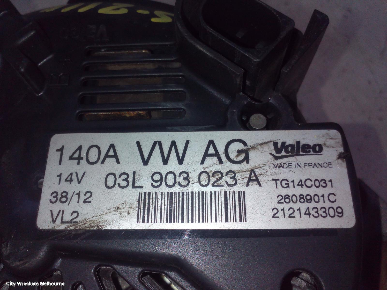 VOLKSWAGEN TIGUAN ALTERNATOR, DIESEL, 2.0, VALEO 03L903023F, 5N, 05/2008 - 08/2016