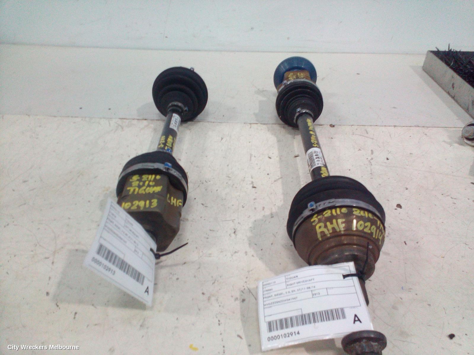 VOLKSWAGEN TIGUAN RIGHT DRIVESHAFT, FRONT, DIESEL, 2.0, 5N, 07/2011 - 08/2016