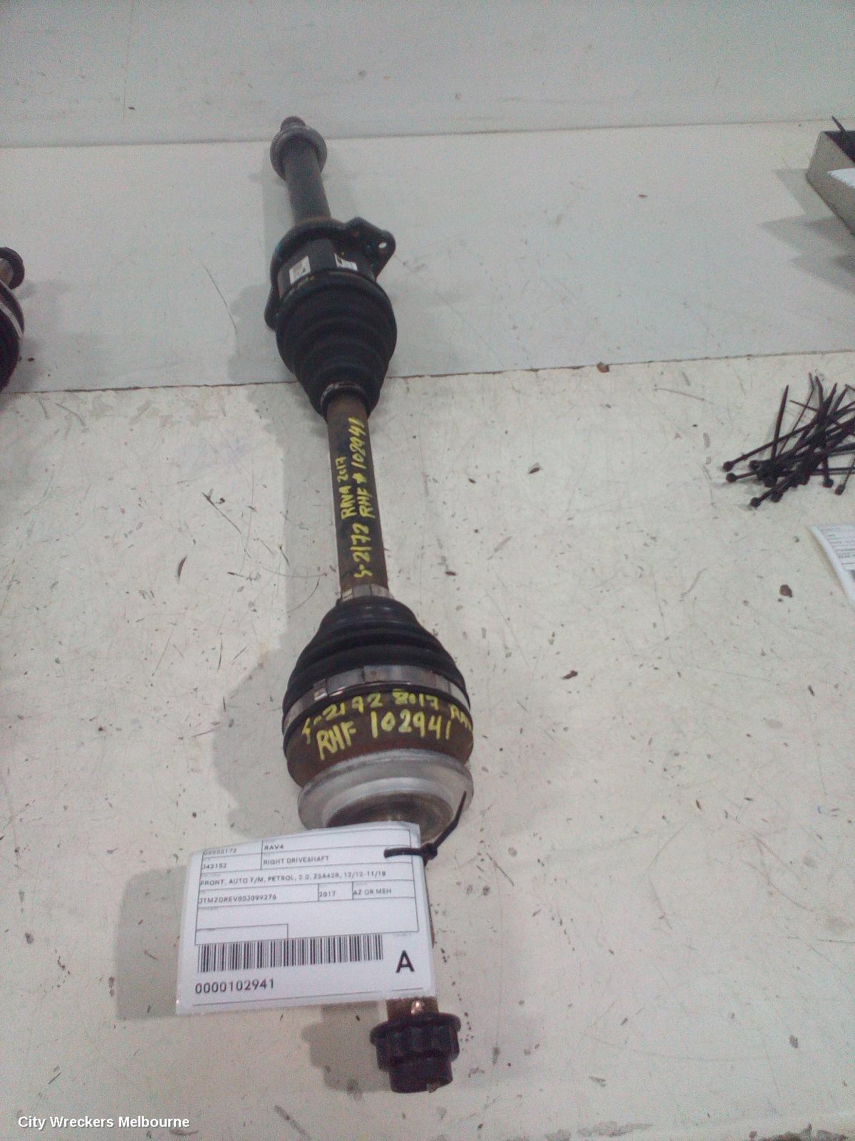 TOYOTA RAV4 RIGHT DRIVESHAFT, FRONT, AUTO T/M, PETROL, 2.0, ZSA42R, 12/2012 - 11/2018