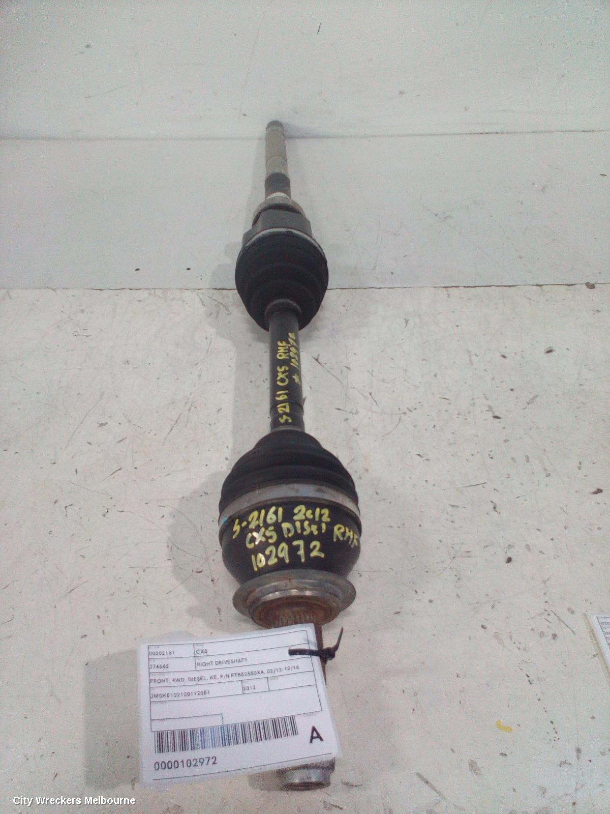 MAZDA CX5 RIGHT DRIVESHAFT, FRONT, 4WD, DIESEL, KE, P/N FTB52550XA, 02/2012 - 12/2016