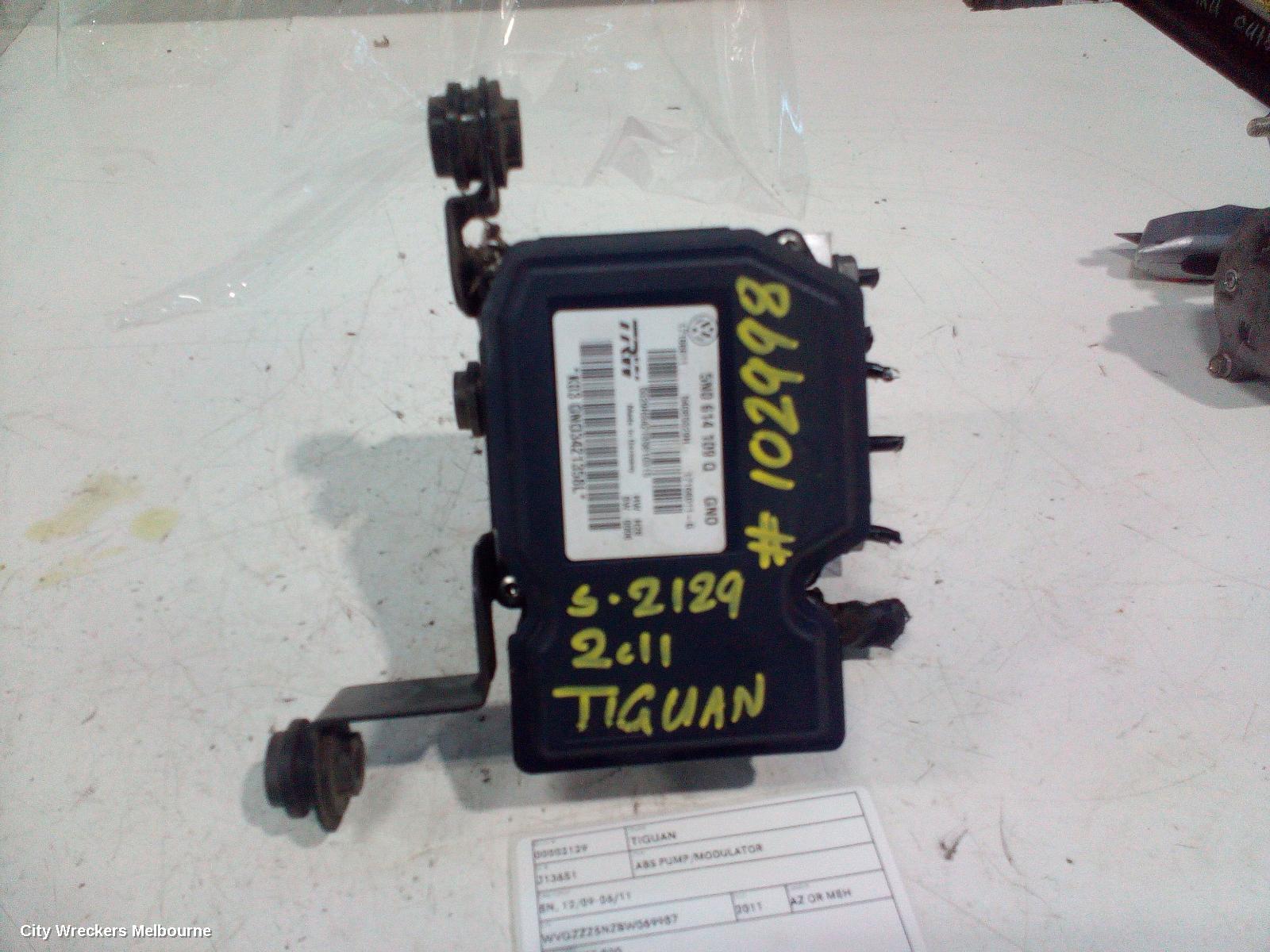 VOLKSWAGEN TIGUAN ABS PUMP/MODULATOR, 5N, 12/2009 - 06/2011