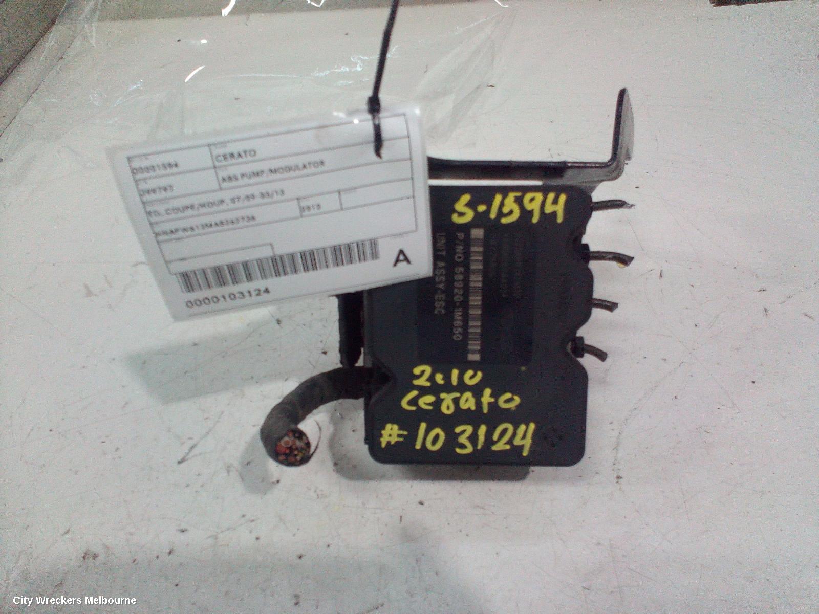 KIA CERATO ABS PUMP/MODULATOR, TD, COUPE/KOUP, 07/2009 - 03/2013