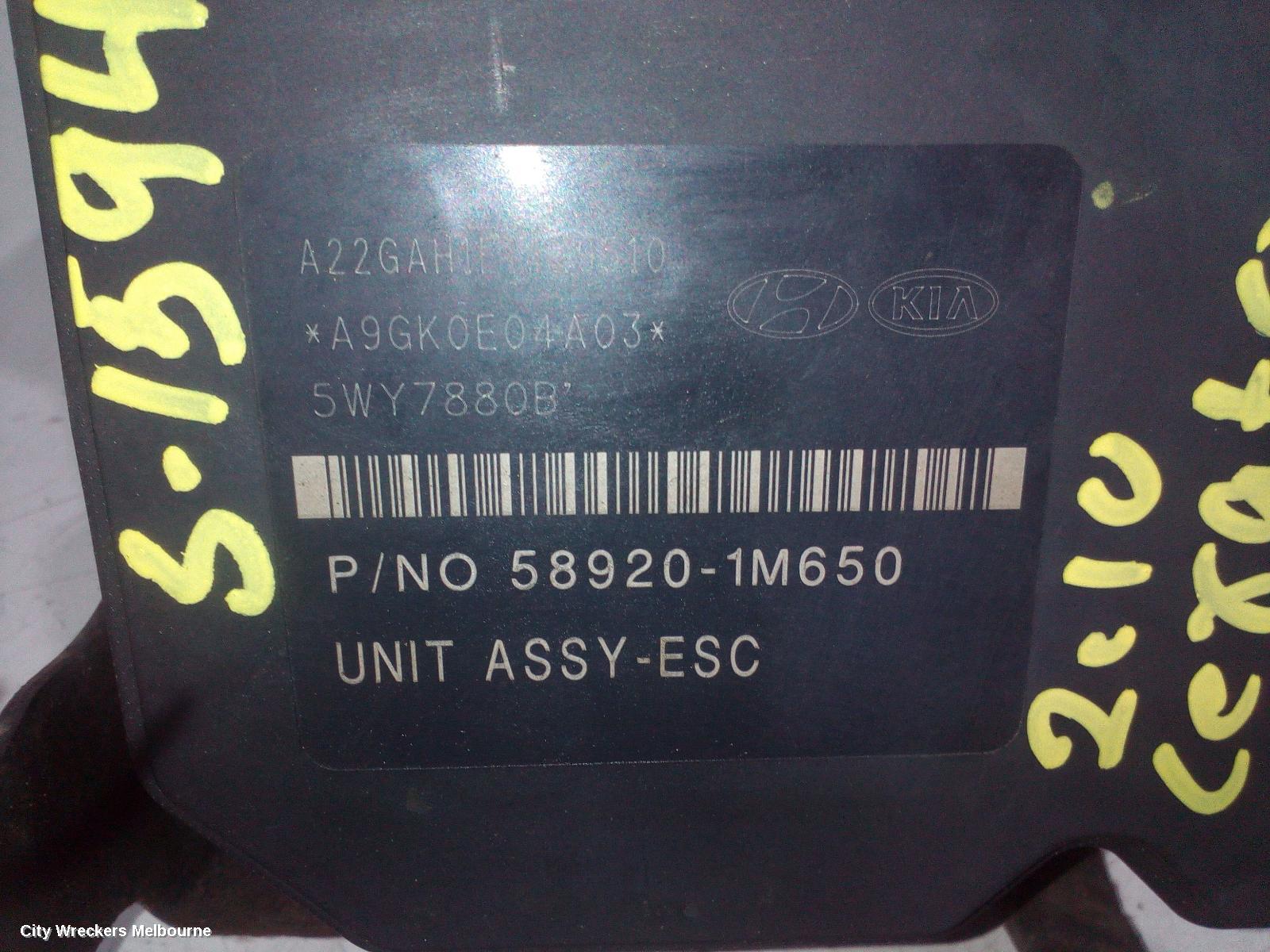 KIA CERATO ABS PUMP/MODULATOR, TD, COUPE/KOUP, 07/2009 - 03/2013