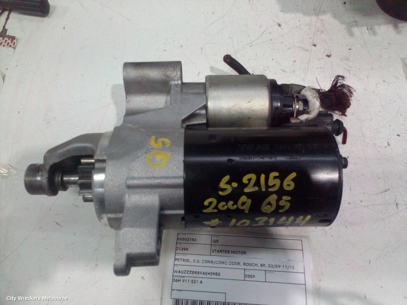 AUDI Q5 STARTER, PETROL, 2.0, CDNB/CDNC CODE, BOSCH, 8R, 03/2009 - 11/2012