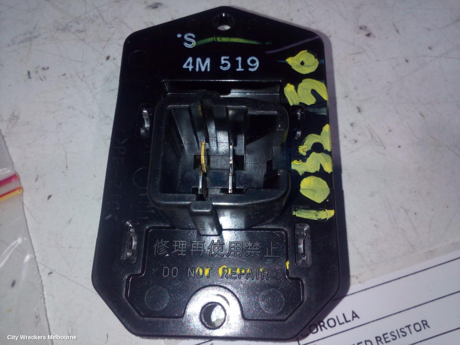TOYOTA COROLLA FAN SPEED RESISTOR, ZRE152/20153R, SEDAN, 03/2007 - 12/2013