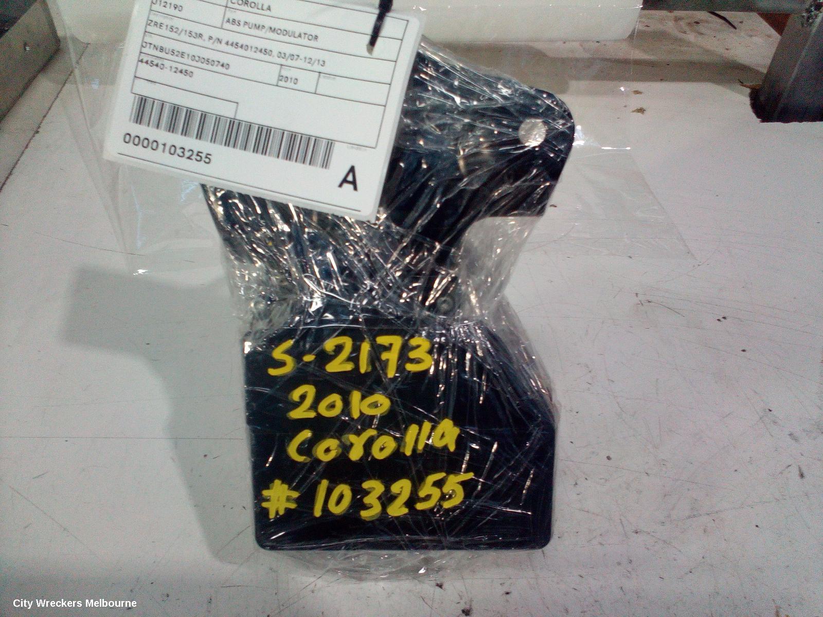 TOYOTA COROLLA ABS PUMP/MODULATOR, ZRE152/20153R, P/N 4454012450, 03/2007 - 12/2013