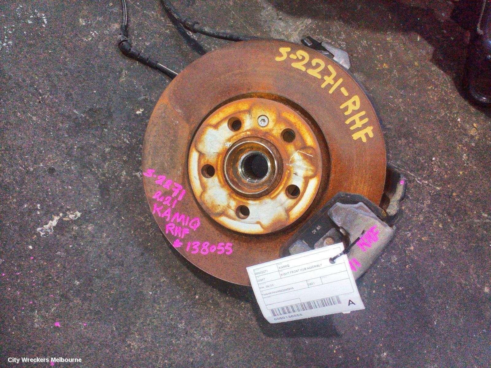 SKODA KAMIQ RIGHT FRONT HUB ASSEMBLY, NW, 06/2020 ONWARDS