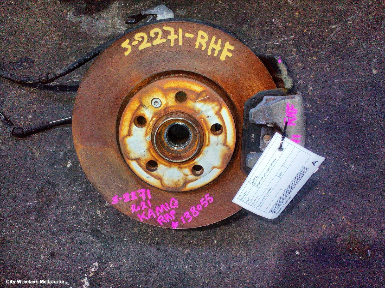 SKODA KAMIQ RIGHT FRONT HUB ASSEMBLY, NW, 06/2020 ONWARDS
