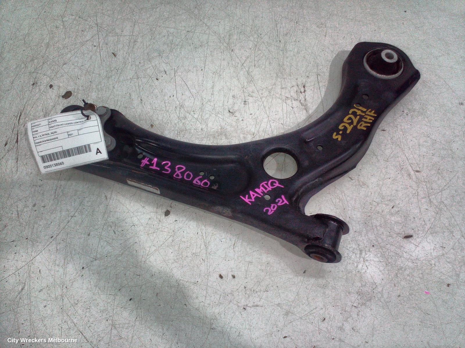 SKODA KAMIQ RIGHT FRONT LOWER CONTROL ARM, NW, 1.0, PETROL, 06/2020 ONWARDS