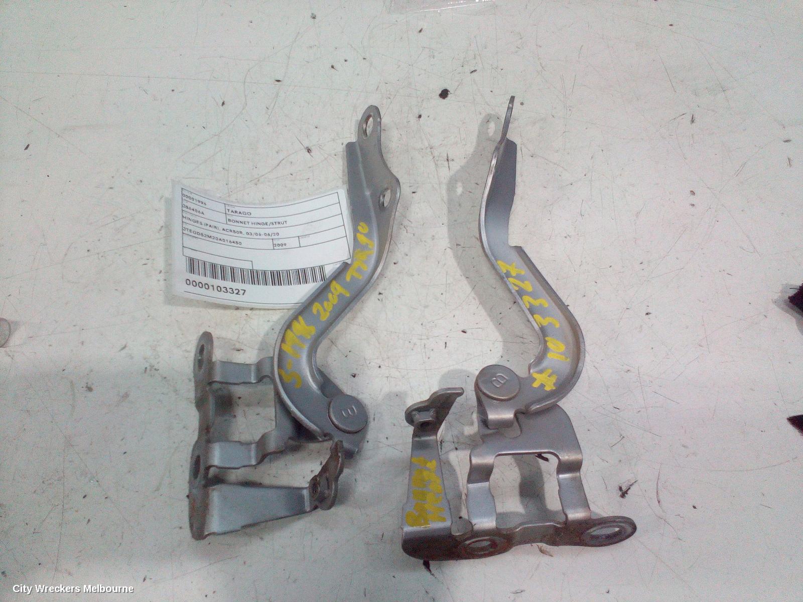 TOYOTA TARAGO BONNET HINGE/STRUT, HINGES (PAIR), ACR50R, 03/2006 - 06/2020