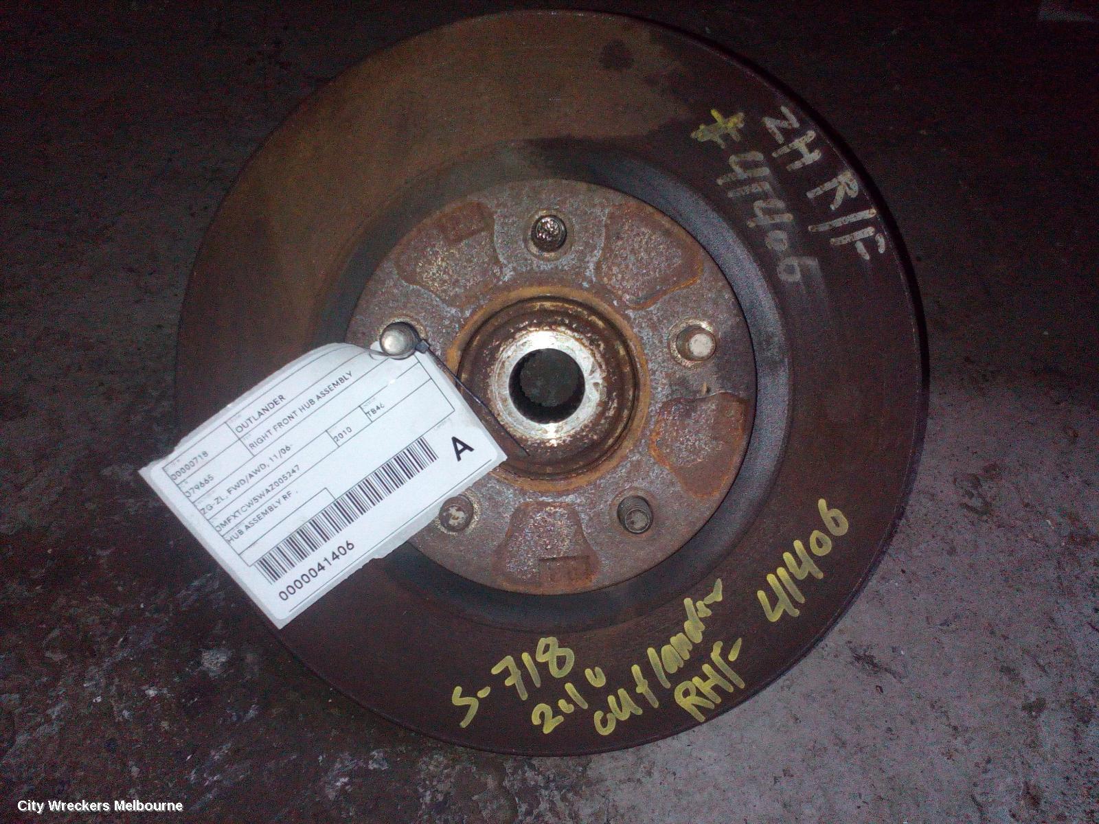 MITSUBISHI OUTLANDER RIGHT FRONT HUB ASSEMBLY, ZG-ZL, FWD/AWD, 11/2006 ONWARDS