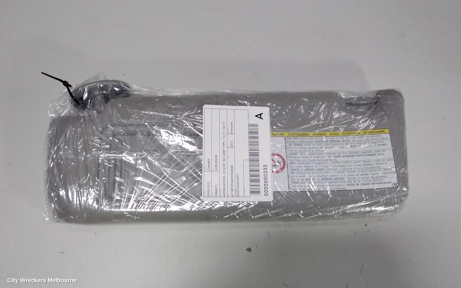 TOYOTA CAMRY SUNVISOR, ASV50/AVV50, LH SIDE, W/ LAMP TYPE, 12/2011 - 10/2017