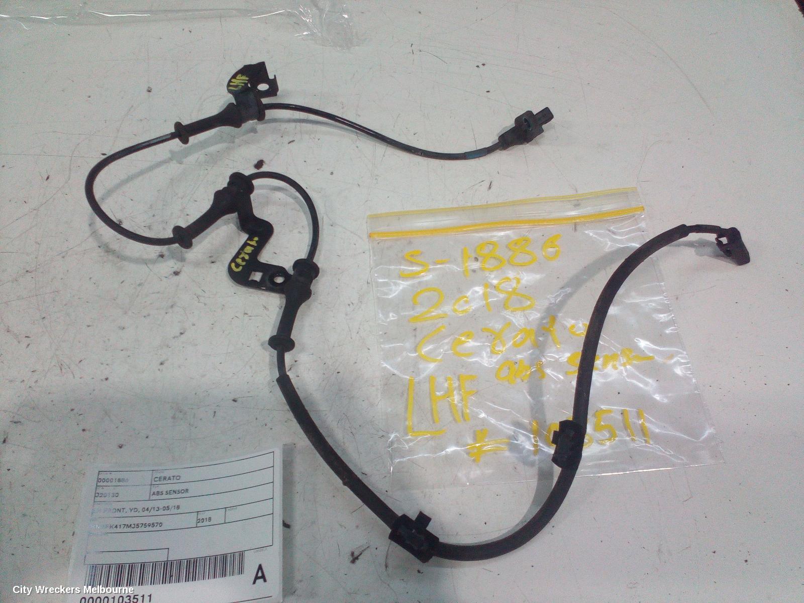 KIA CERATO ABS SENSOR, LH FRONT, YD, 04/2013 - 05/2018