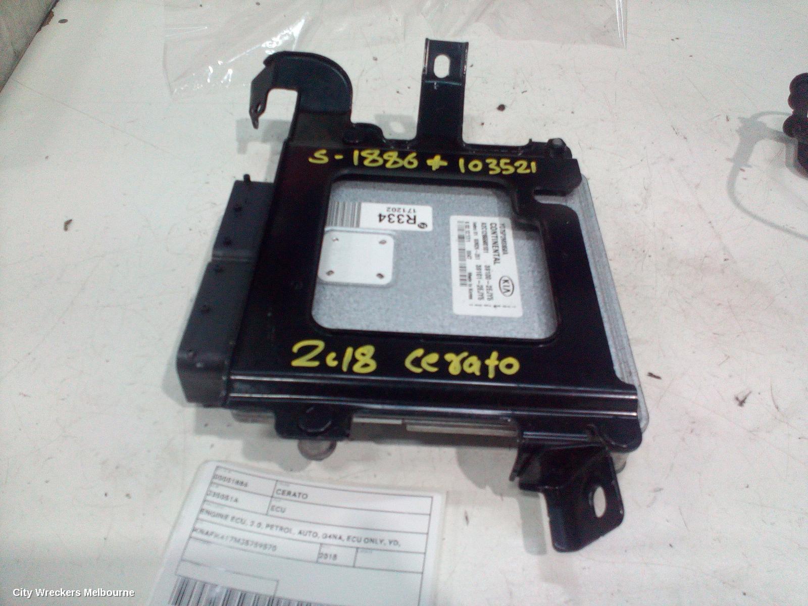 KIA CERATO ECU, ENGINE ECU, 2.0, PETROL, AUTO, G4NA, ECU ONLY, YD, 03/2016 - 05/2018