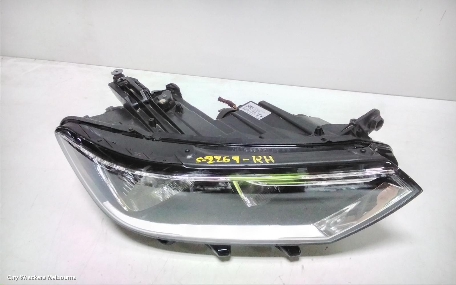 VOLKSWAGEN PASSAT RIGHT HEADLAMP, B8/MK7, HALOGEN TYPE, 06/2015 - 10/2019