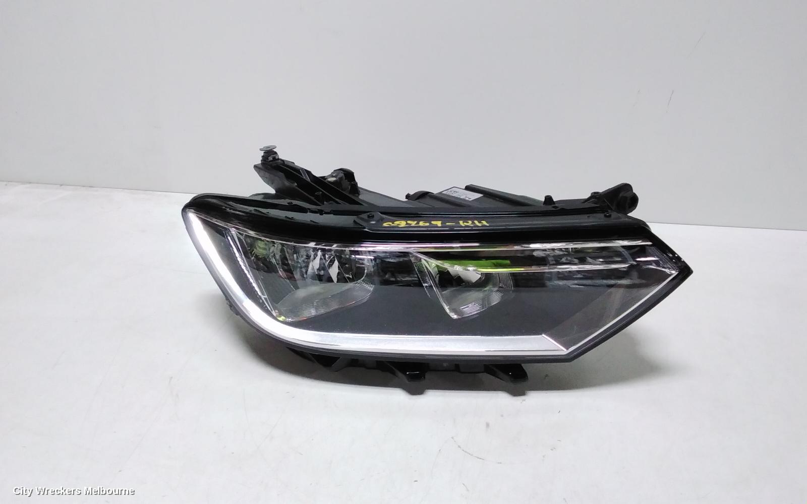 VOLKSWAGEN PASSAT RIGHT HEADLAMP, B8/MK7, HALOGEN TYPE, 06/2015 - 10/2019