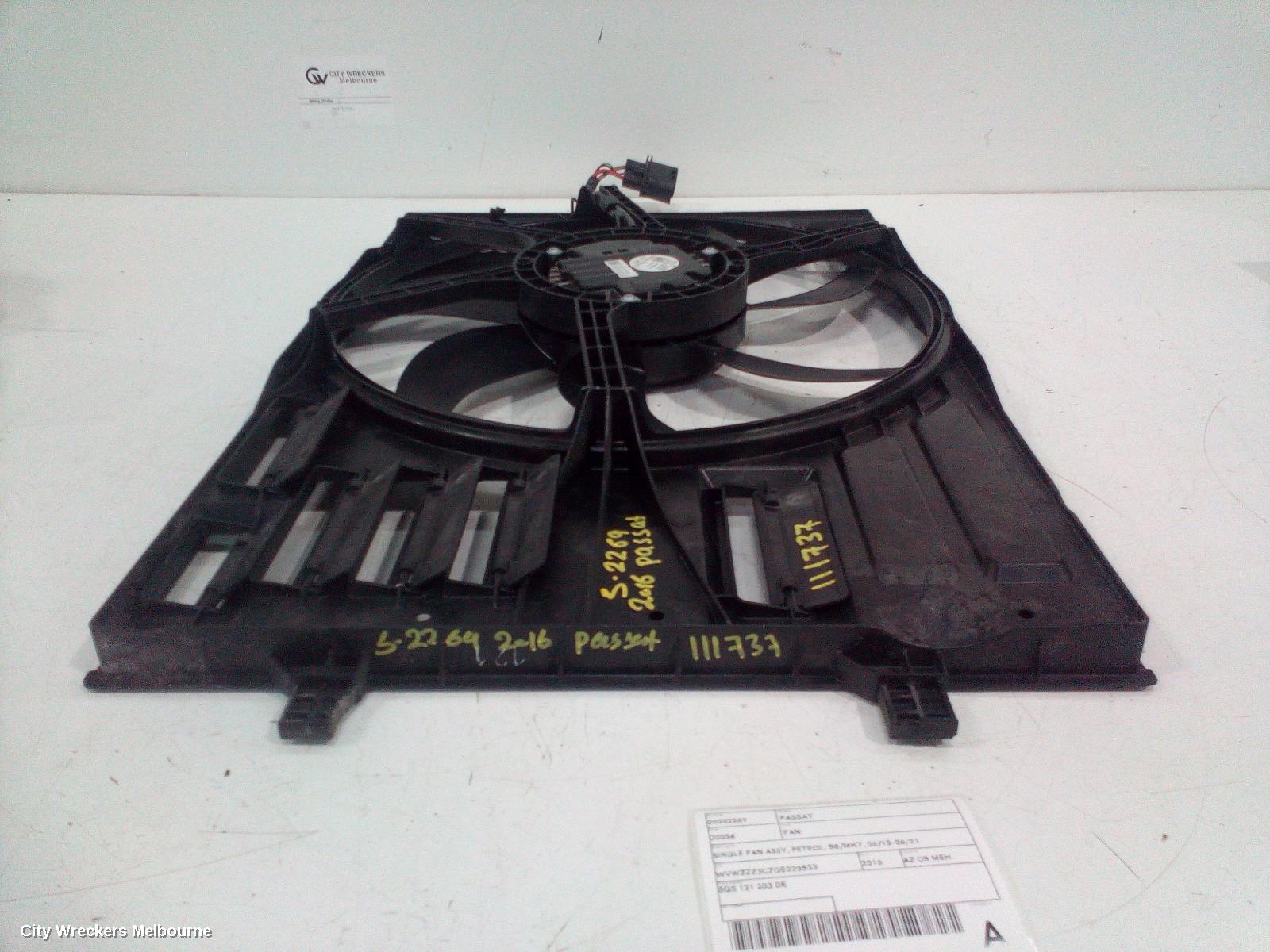 VOLKSWAGEN PASSAT FAN, SINGLE FAN ASSY, PETROL, B8/MK7, 06/2015 - 06/2021