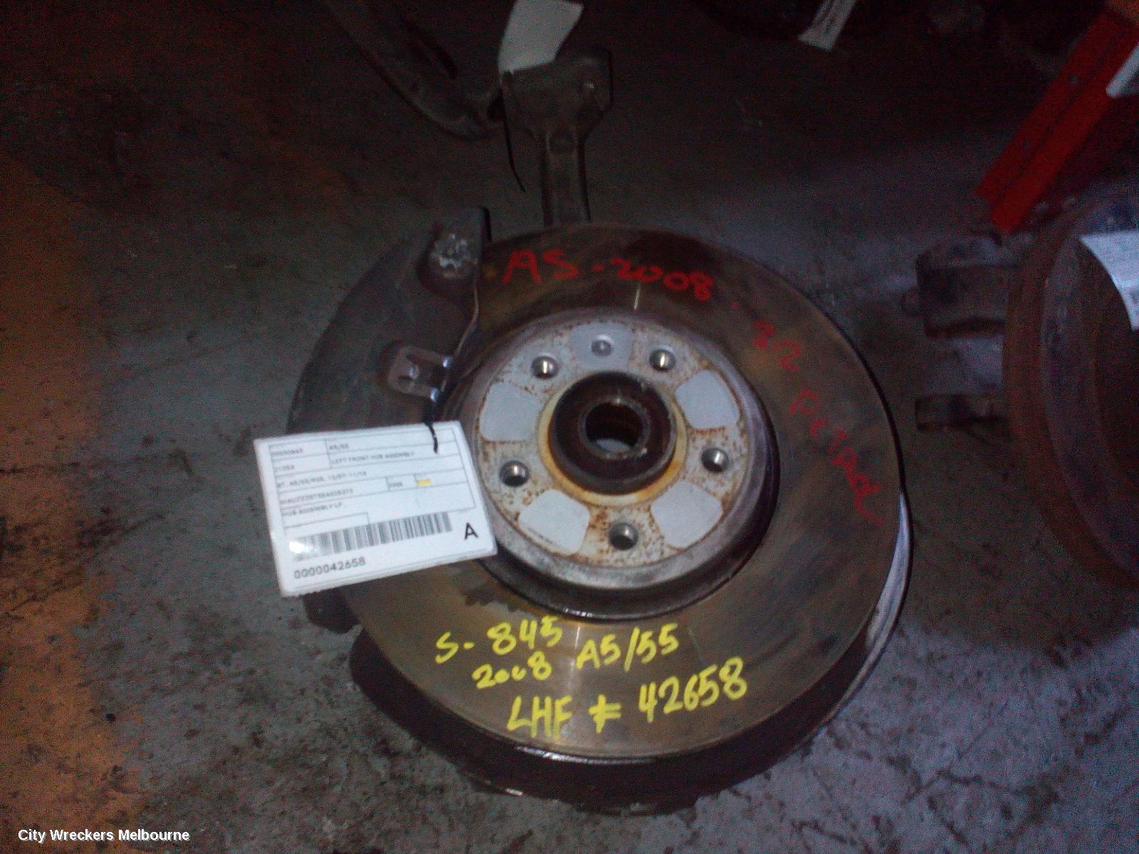AUDI A5 LEFT FRONT HUB ASSEMBLY, 8T, A5/S5/RS5, 10/2007 - 11/2016