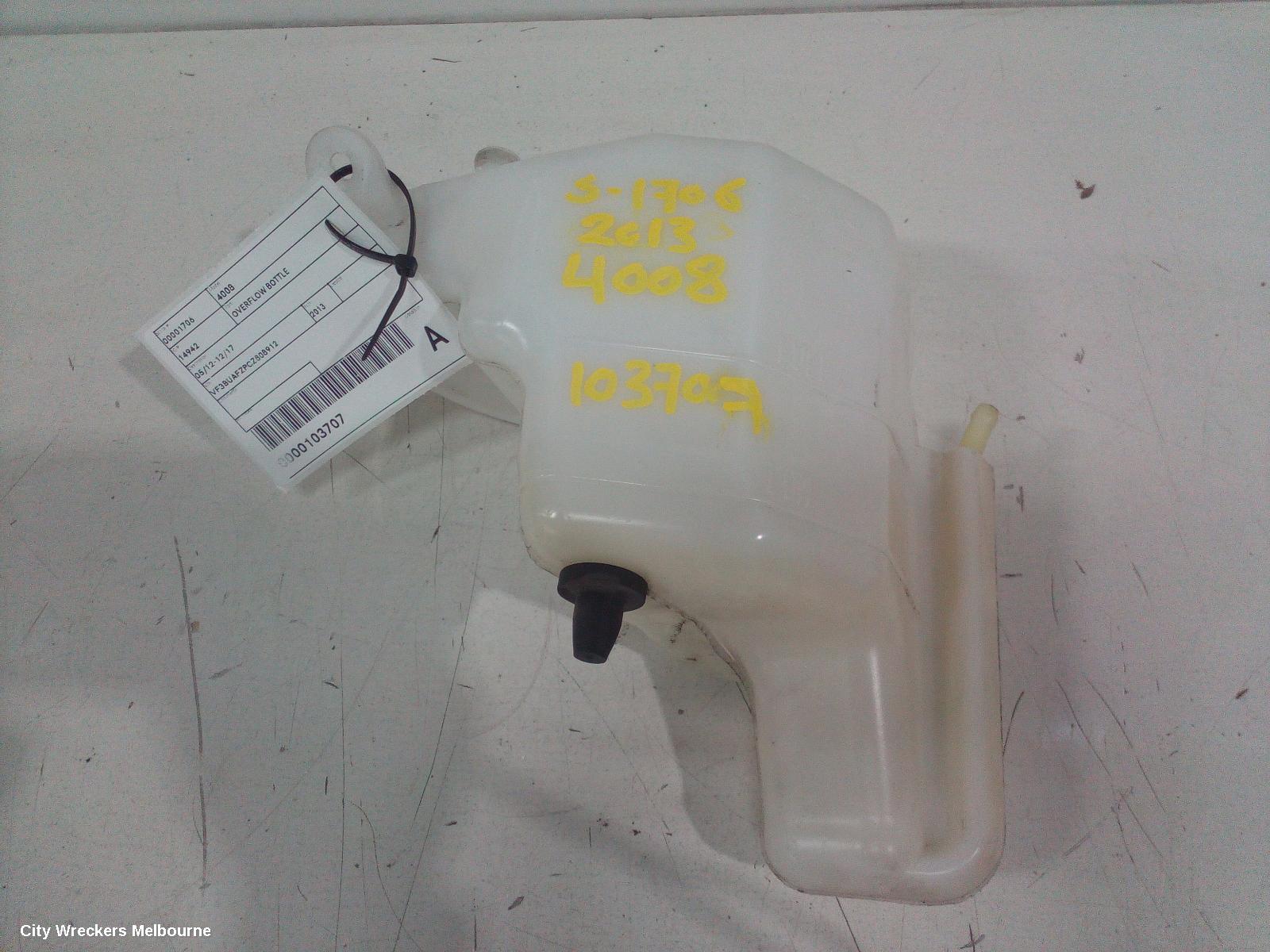 PEUGEOT 4008 OVERFLOW BOTTLE, 05/2012 - 12/2017