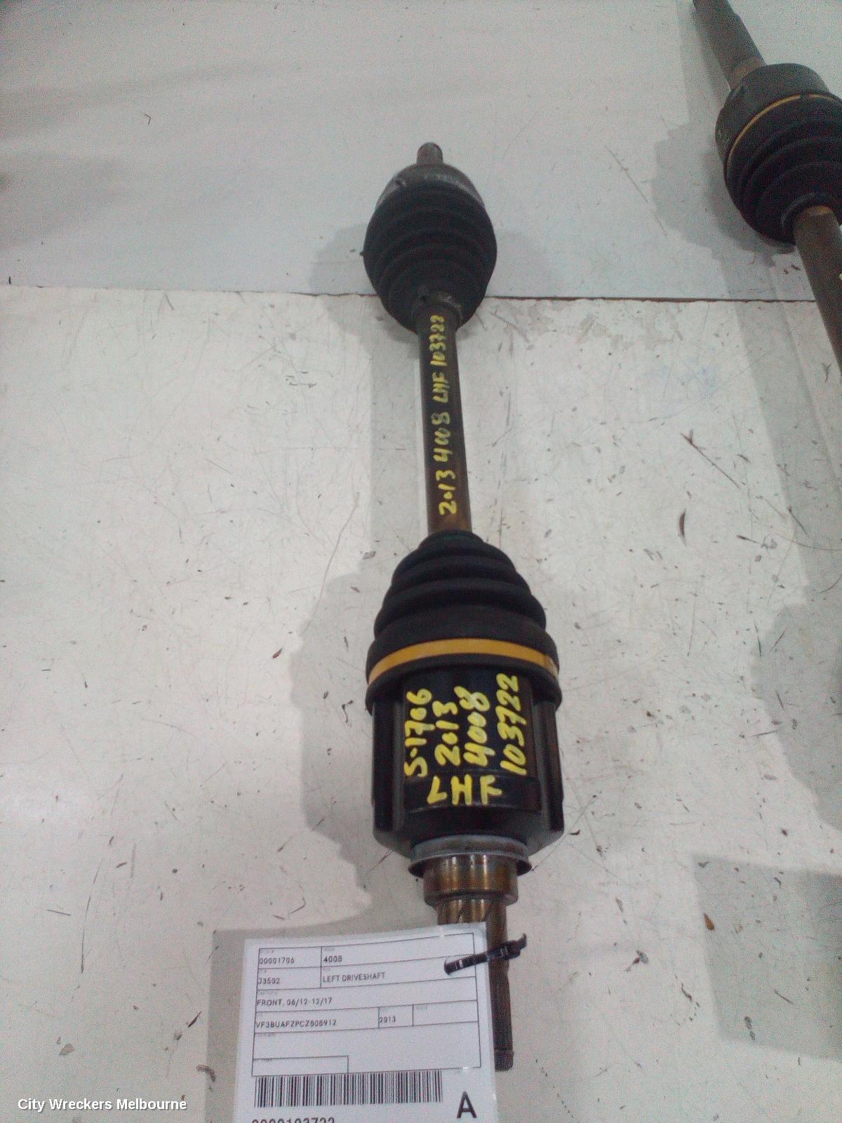 PEUGEOT 4008 LEFT DRIVESHAFT, FRONT, 06/2012 - 12/2017