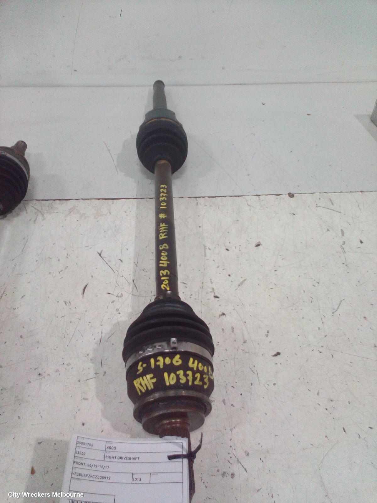 PEUGEOT 4008 RIGHT DRIVESHAFT, FRONT, 06/2012 - 12/2017