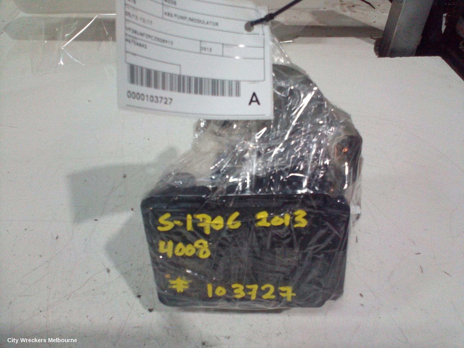 PEUGEOT 4008 ABS PUMP/MODULATOR, 05/2012 - 12/2017