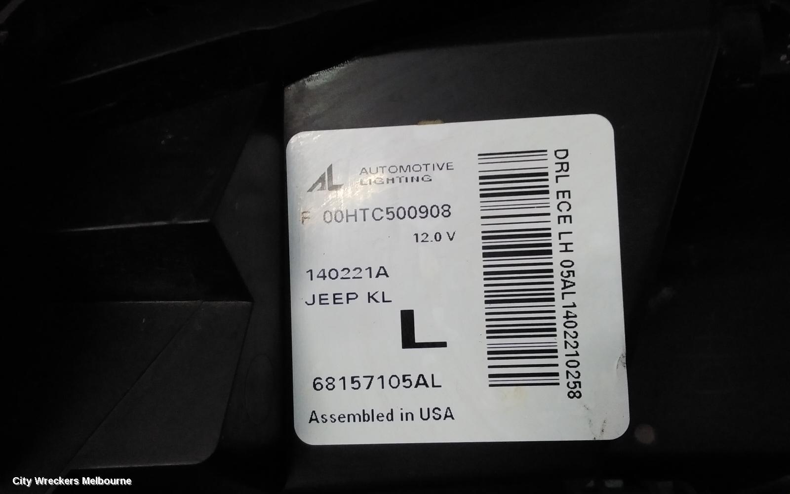 JEEP CHEROKEE LEFT HEADLAMP, KL, XENON, W/ BLACK INSERT TYPE, 02/2014 - 03/2018