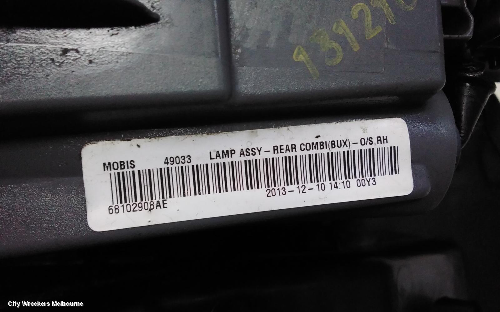 JEEP CHEROKEE RIGHT TAILLIGHT, KL, IN BODY, 02/2014 - 03/2018