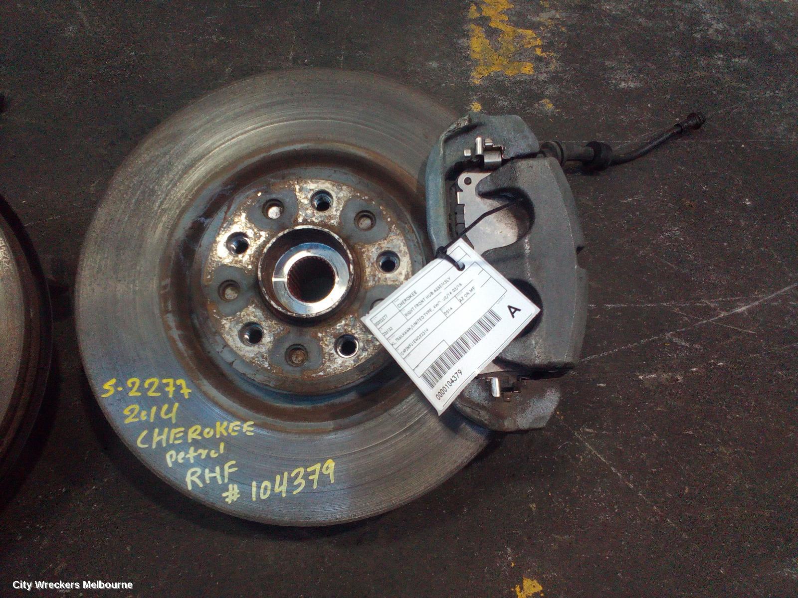 JEEP CHEROKEE RIGHT FRONT HUB ASSEMBLY, KL, TRAILHAWK/LIMITED TYPE, 4WD, 02/2014 - 03/2018