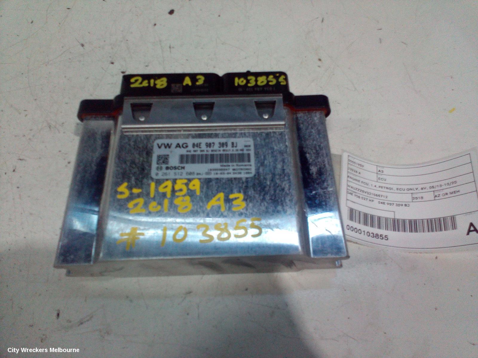 AUDI A3 ECU, ENGINE ECU, 1.4, PETROL, ECU ONLY, 8V, 05/2013 - 10/2020
