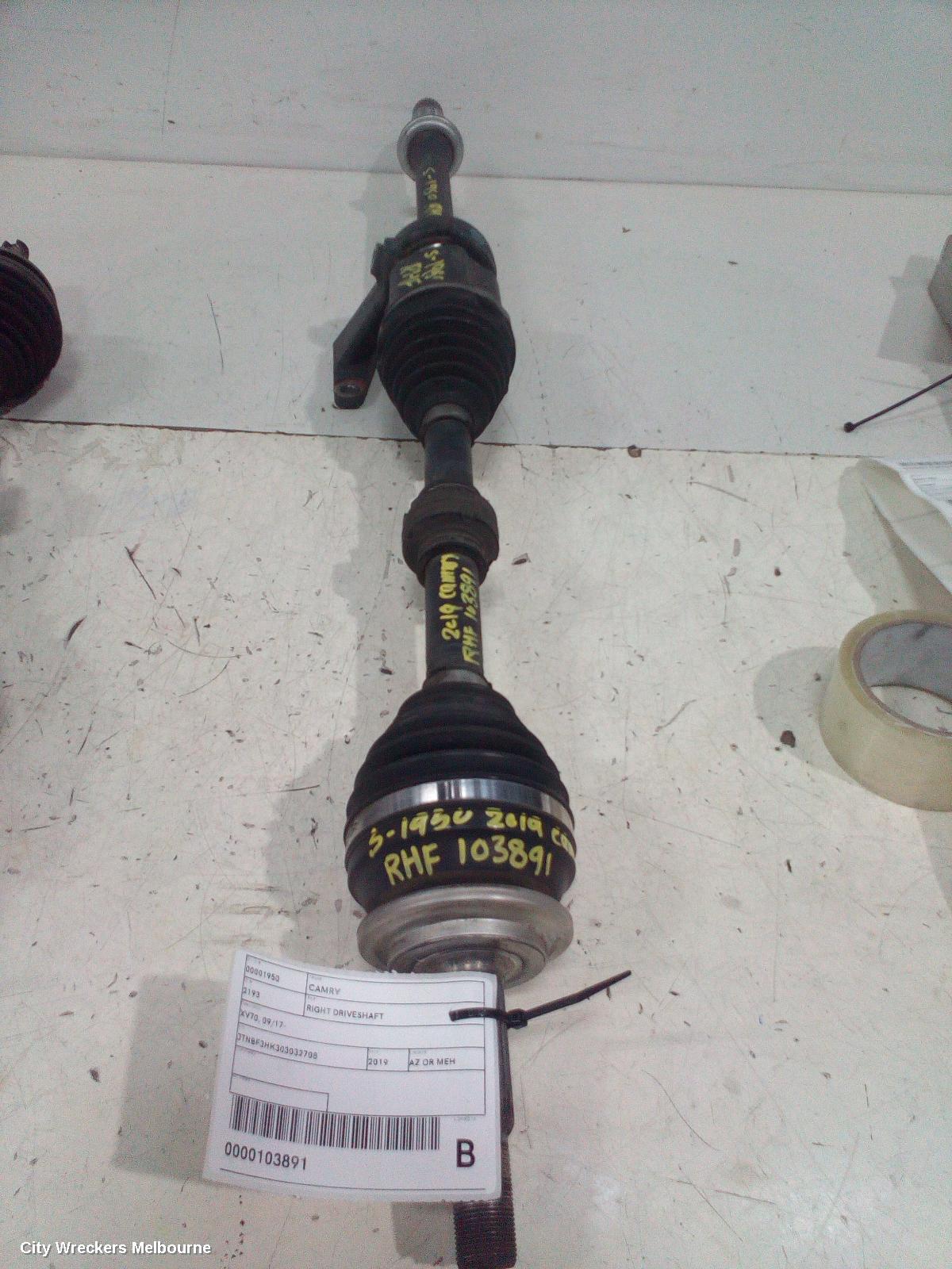 TOYOTA CAMRY RIGHT DRIVESHAFT, XV70, FRONT, AUTO T/M, PETROL, 2.5, 2AR-FE, 09/2017 - 01/2021