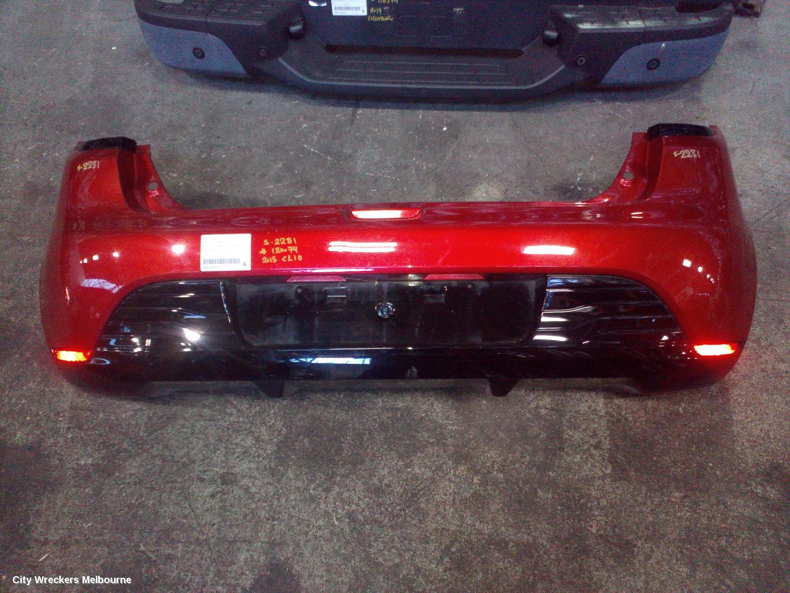 RENAULT CLIO REAR BUMPER, X98, AUTHENTIQUE/EXPRESSION, NON PARK SENSOR TYPE, 09/2013 - 07/2016