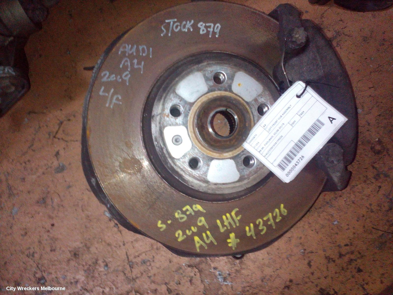 AUDI A4 LEFT FRONT HUB ASSEMBLY, B8 8K, FWD/AWD, 02/2008 - 01/2016