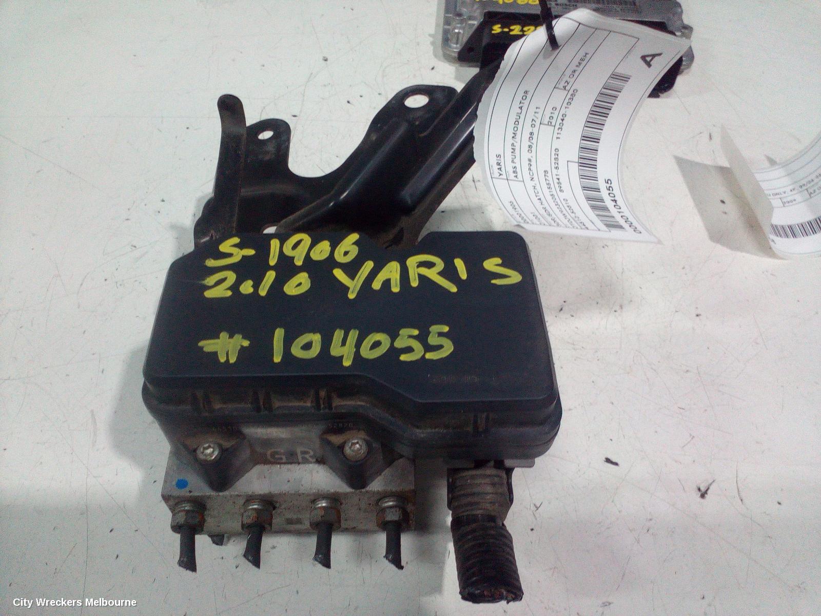 TOYOTA YARIS ABS PUMP/MODULATOR, 3DR/5DR HATCH, NCP9#, 08/2008 - 07/2011