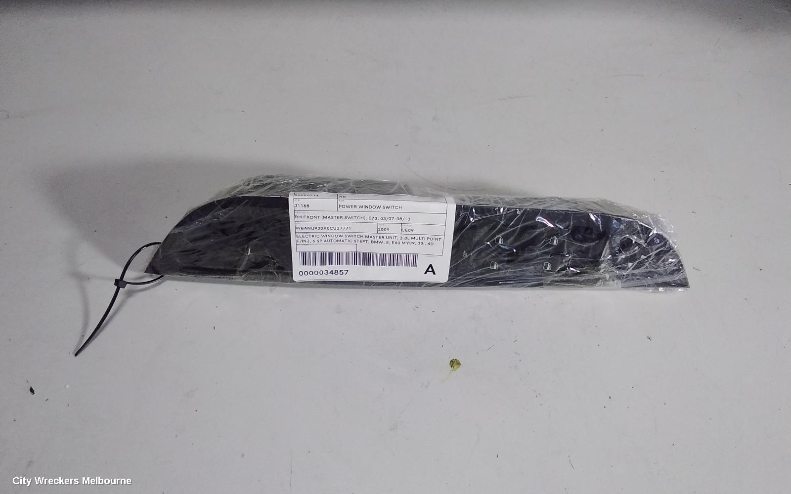 BMW 5 SERIES PWR DR WIND SWITCH, RH FRONT (MASTER SWITCH), NON AUTO DIP MIRROR, E60, 01/2007 - 04/2010