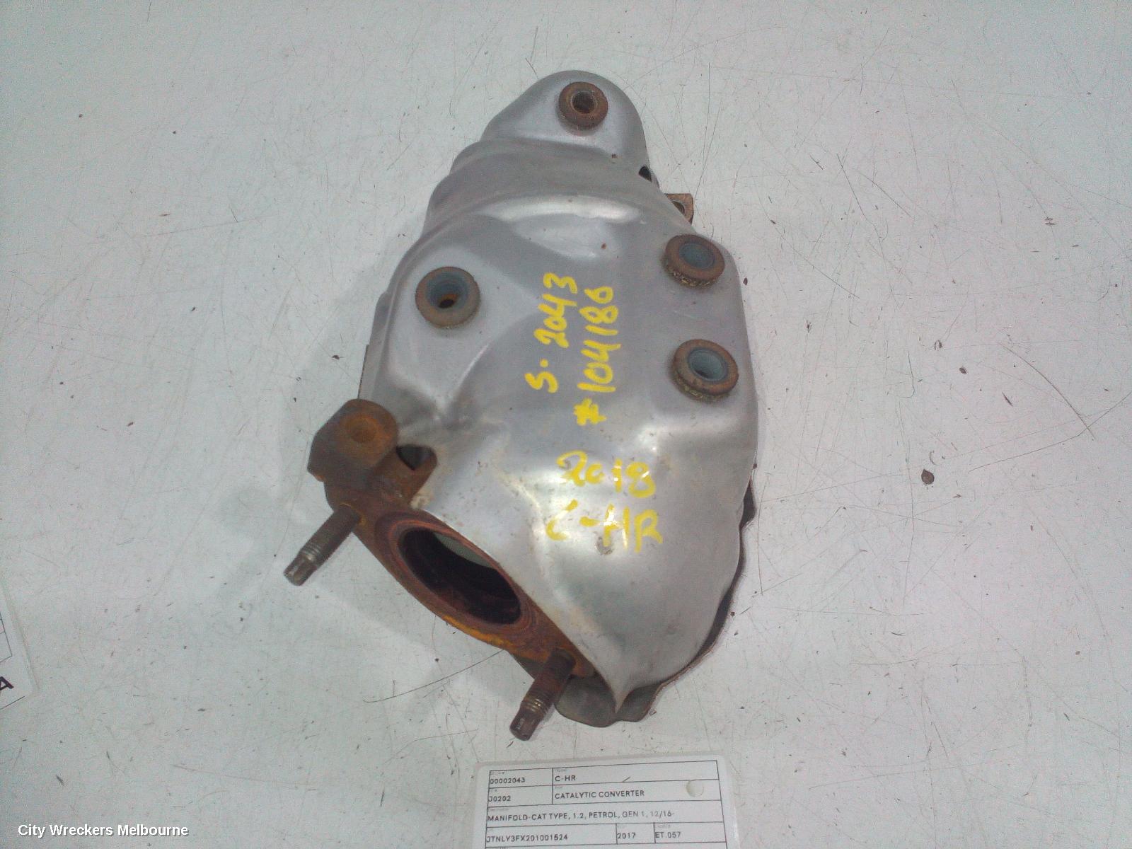 TOYOTA C-HR CATALYTIC CONVERTER, MANIFOLD-CAT TYPE, 1.2, PETROL, GEN 1, 12/2016 ONWARDS
