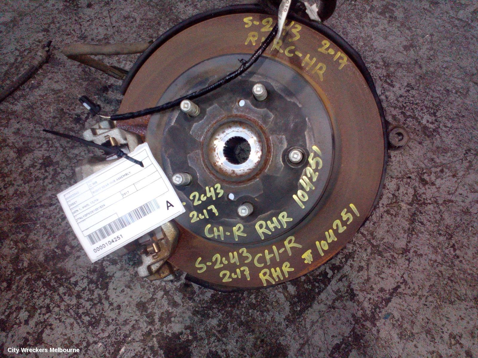 TOYOTA C-HR RIGHT REAR HUB ASSEMBLY, GEN 1, 4WD, 12/2016 ONWARDS