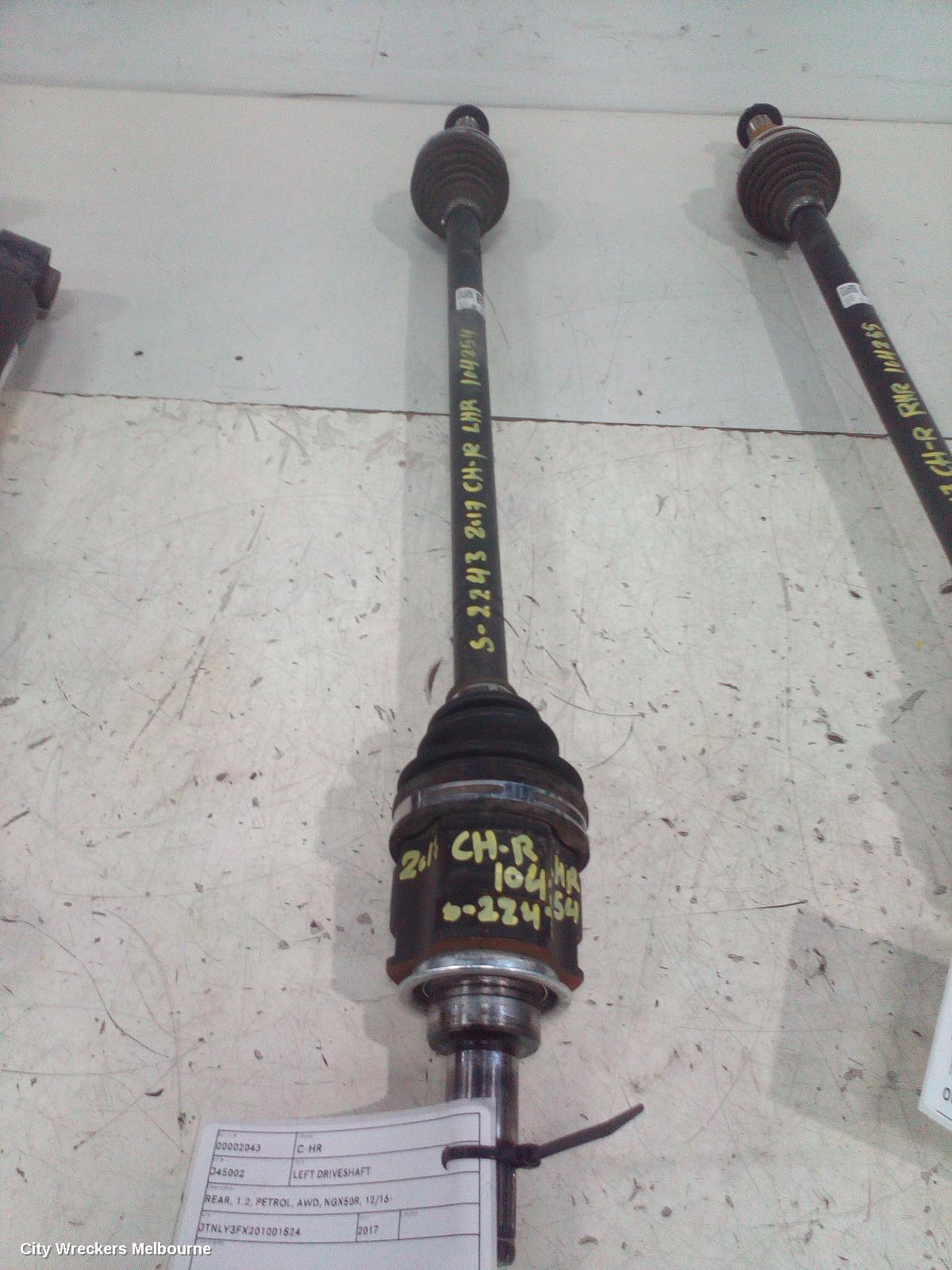 TOYOTA C-HR LEFT DRIVESHAFT, REAR, 1.2, PETROL, AWD, NGX50R, 12/2016 ONWARDS