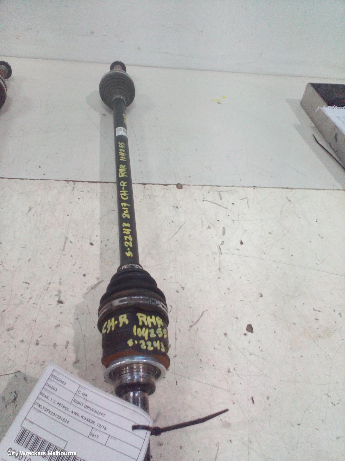 TOYOTA C-HR RIGHT DRIVESHAFT, REAR, 1.2, PETROL, AWD, NGX50R, 12/2016 ONWARDS