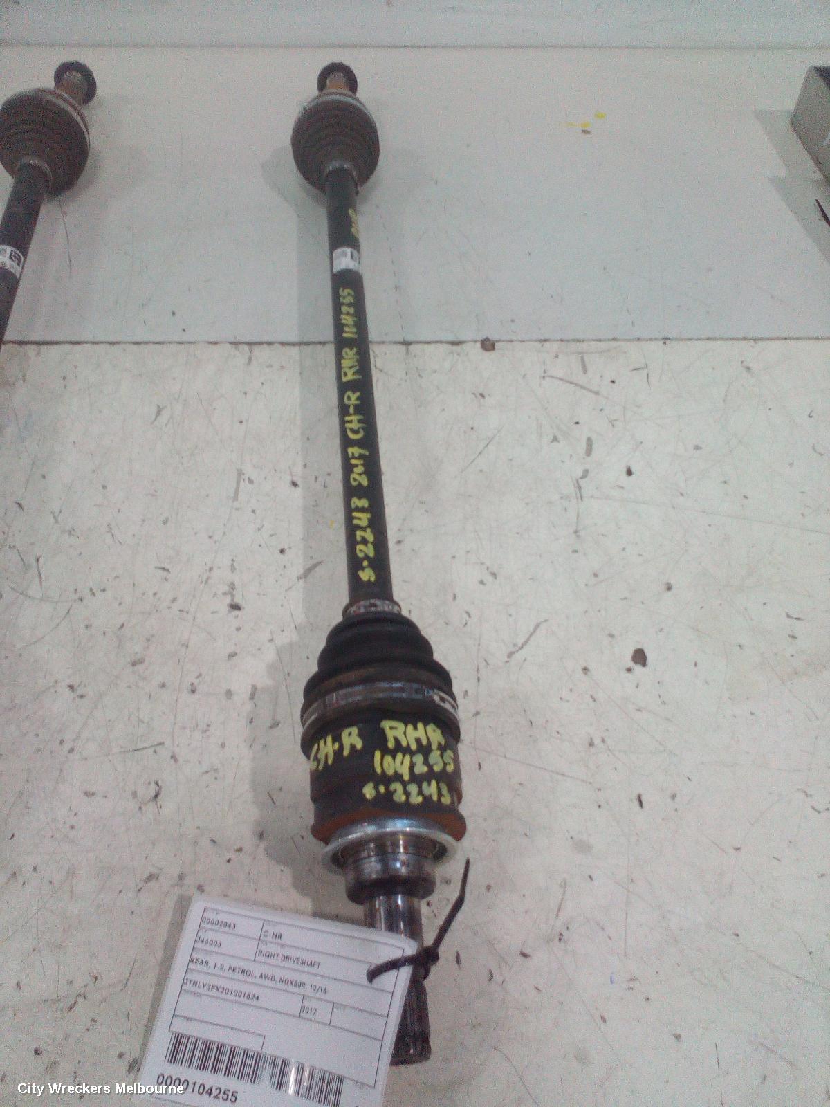 TOYOTA C-HR RIGHT DRIVESHAFT, REAR, 1.2, PETROL, AWD, NGX50R, 12/2016 ONWARDS