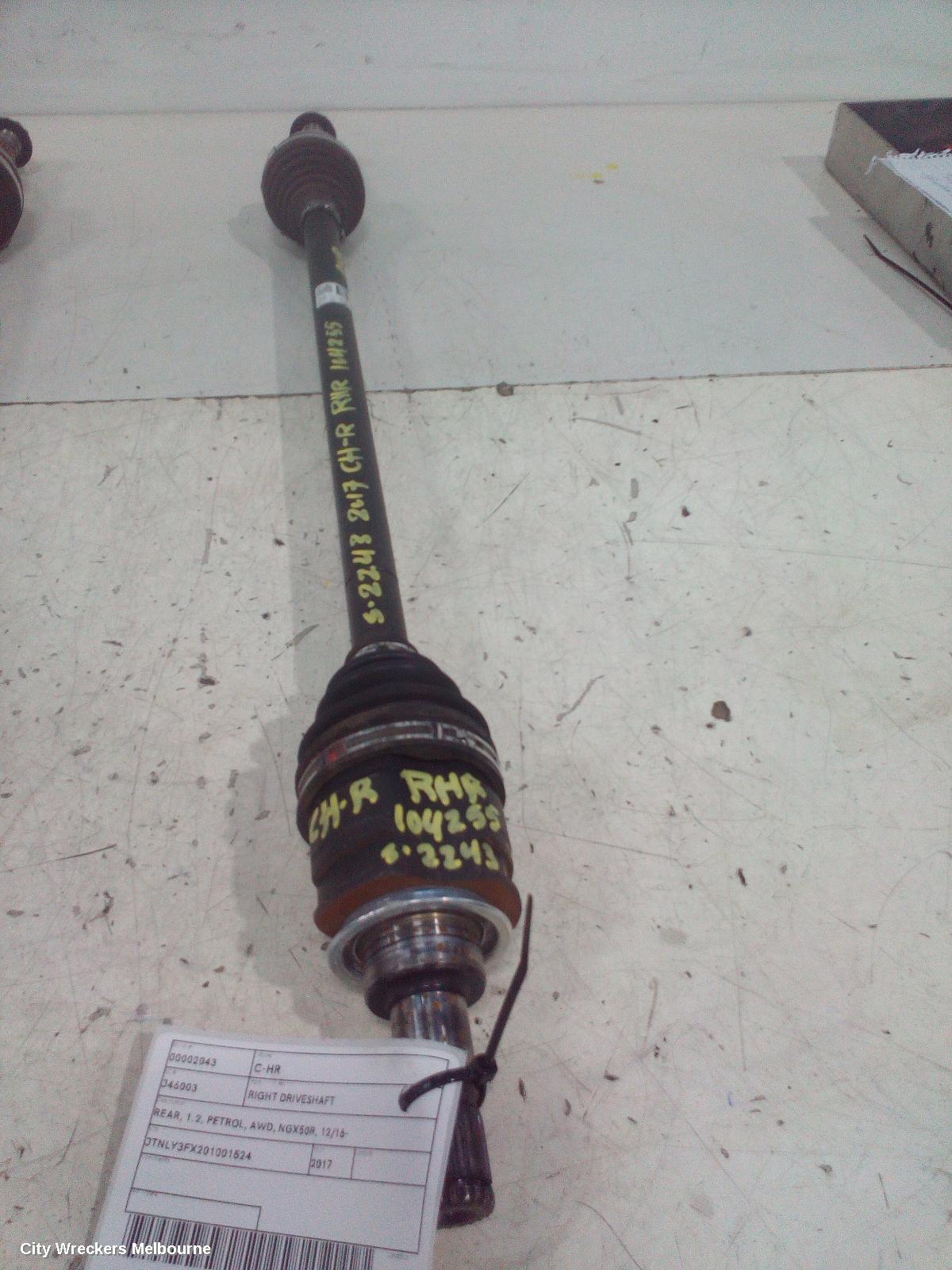 TOYOTA C-HR RIGHT DRIVESHAFT, REAR, 1.2, PETROL, AWD, NGX50R, 12/2016 ONWARDS