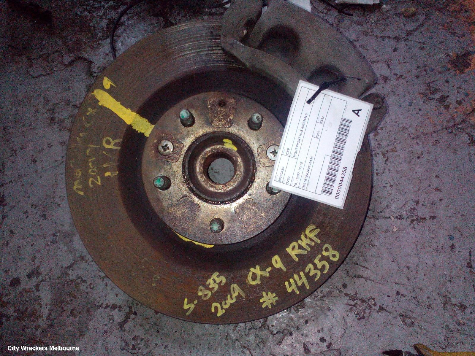MAZDA CX9 RIGHT FRONT HUB ASSEMBLY, TB, AWD TYPE, 12/2007 - 12/2015