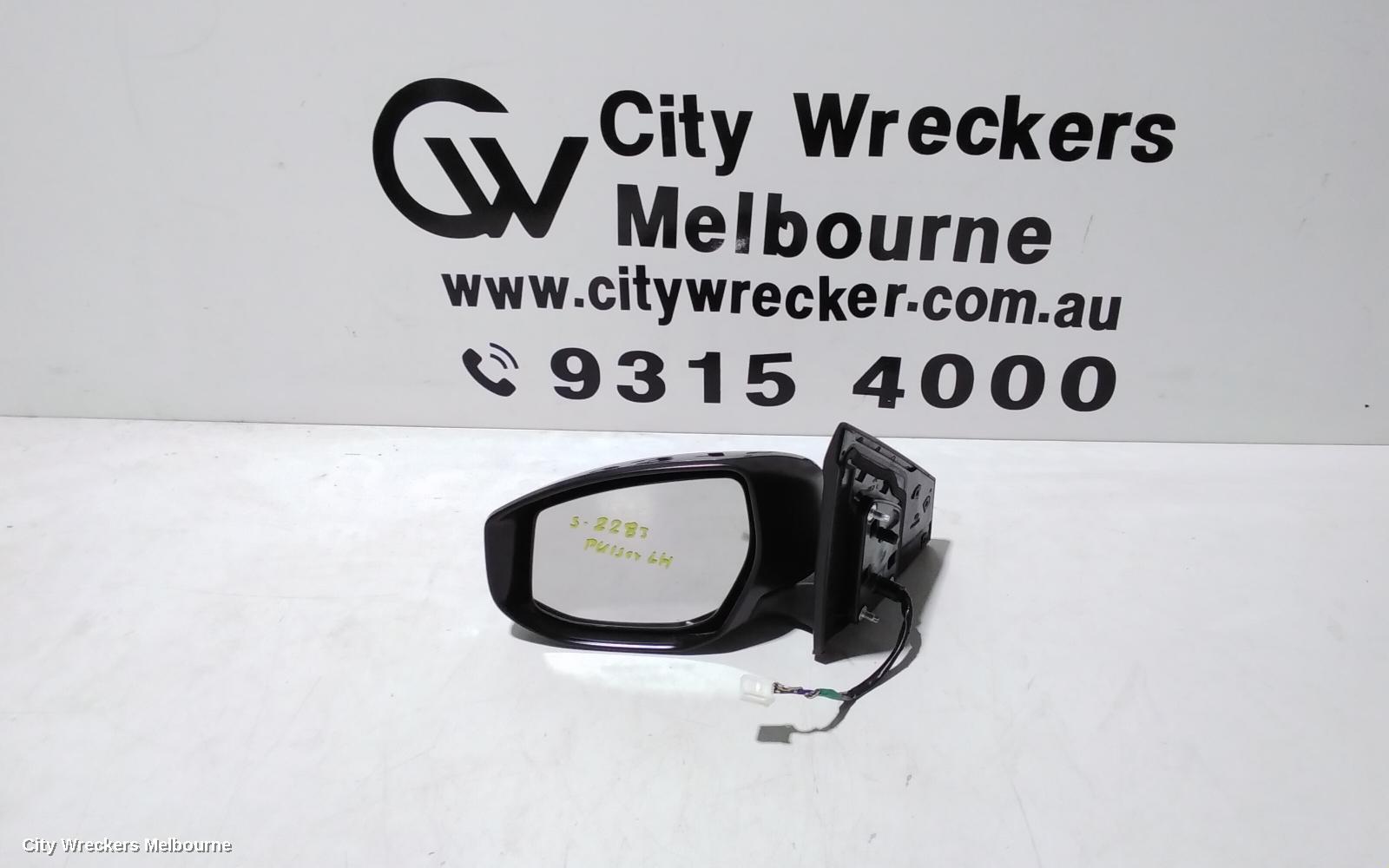 NISSAN PULSAR LEFT DOOR MIRROR, B17, SEDAN, MANUAL FOLD TYPE, 12/2012 - 12/2017