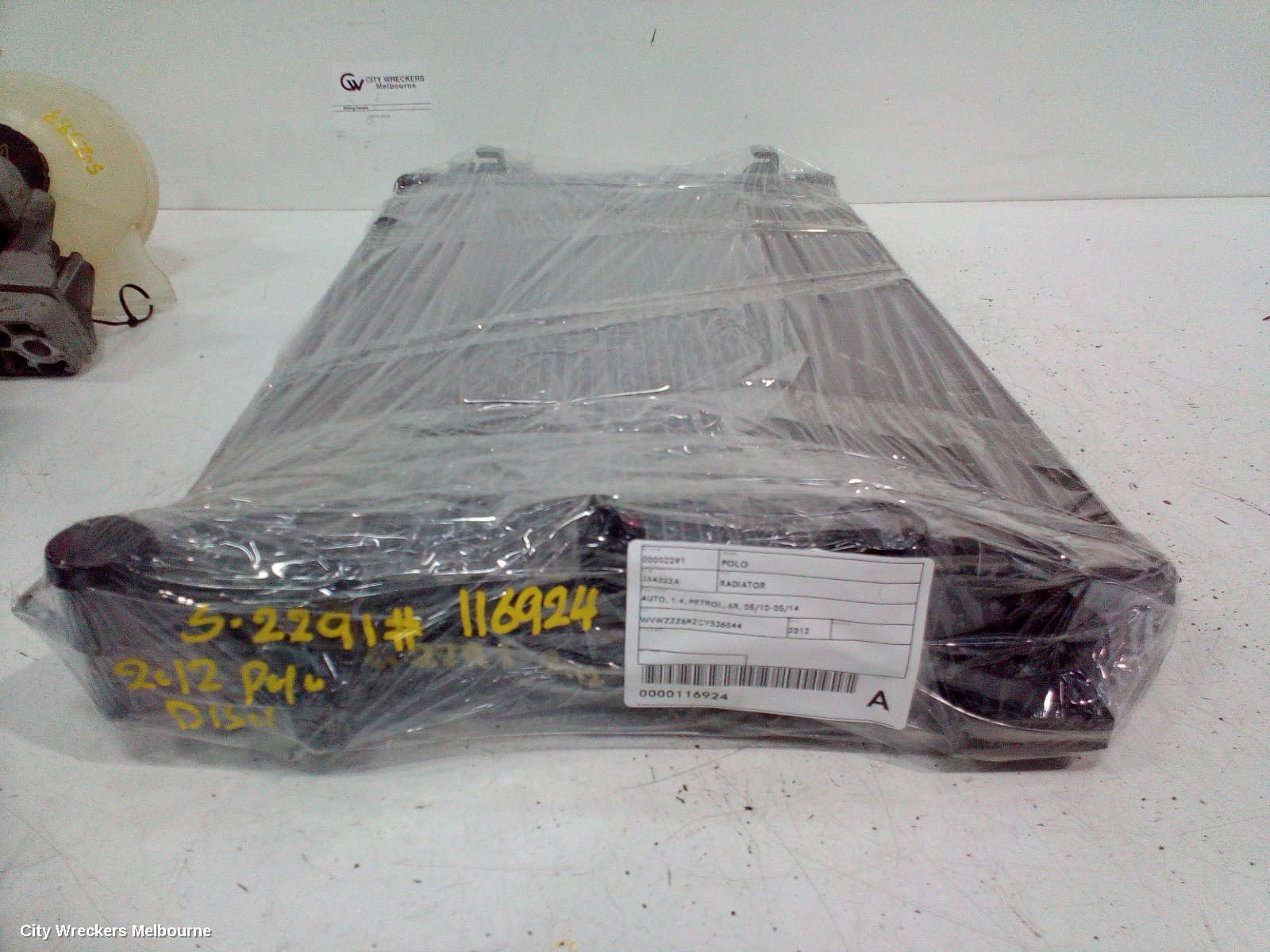 VOLKSWAGEN POLO RADIATOR, AUTO, 1.4, PETROL, 6R, 05/2010 - 05/2014