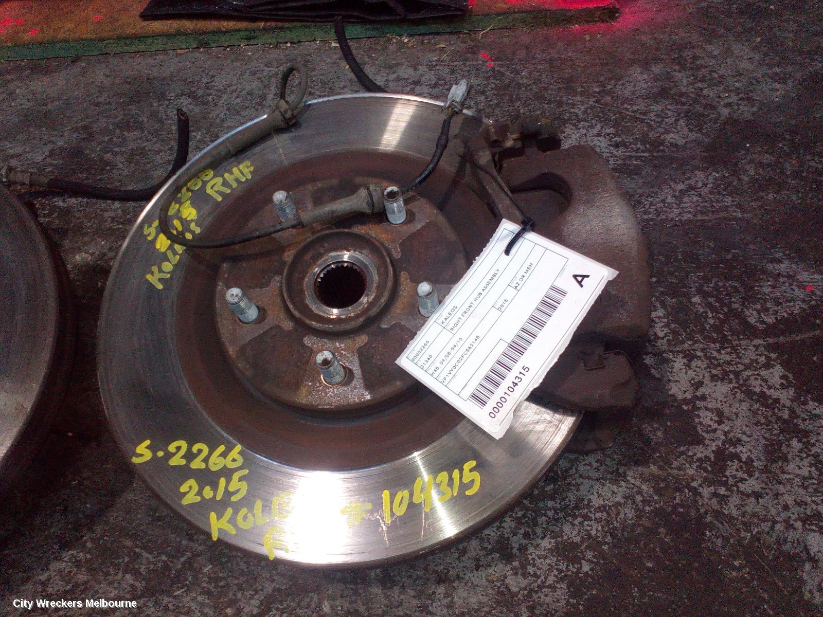 RENAULT KALEOS RIGHT FRONT HUB ASSEMBLY, H45, 09/2008 - 04/2016