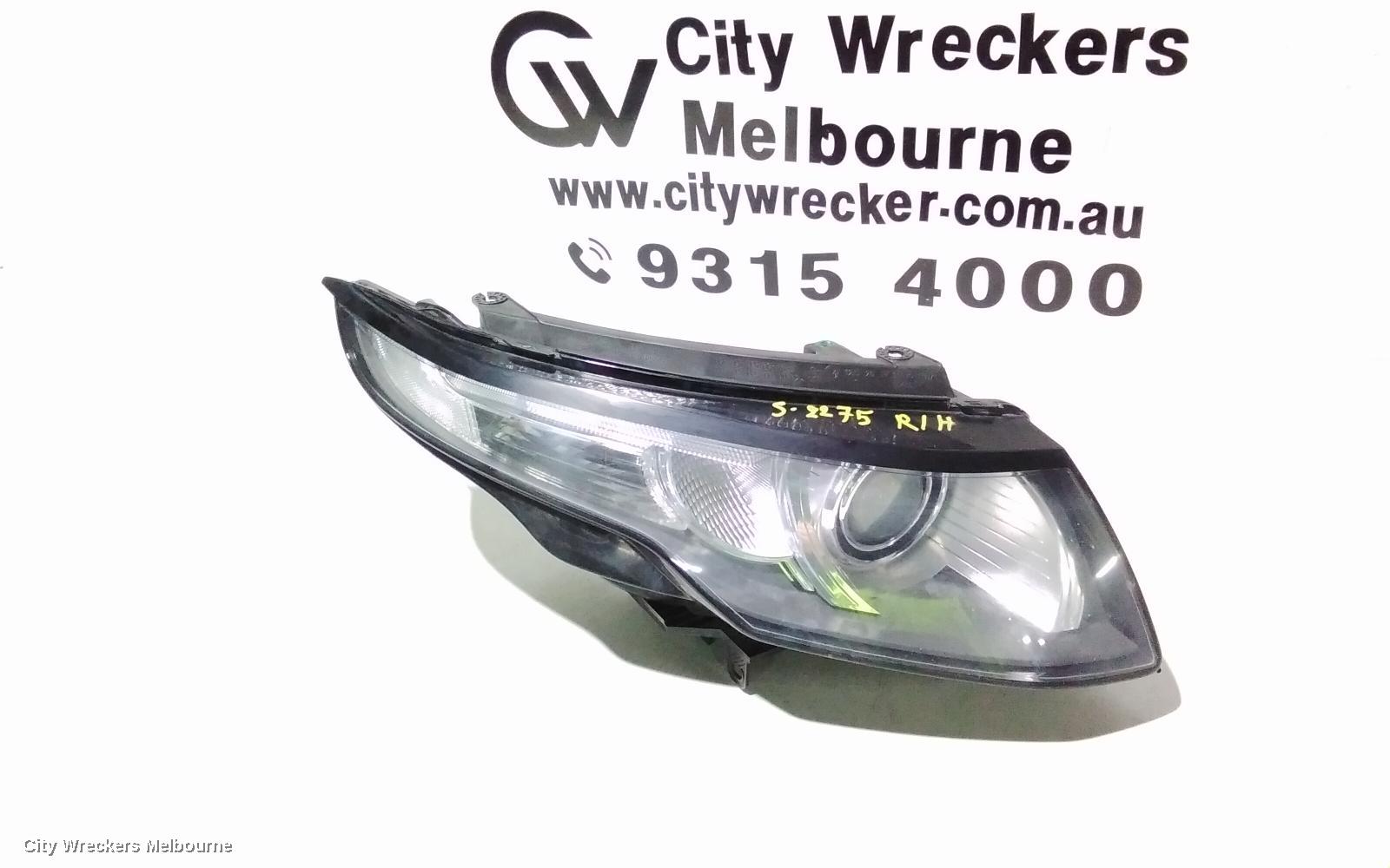 LAND ROVER RANGEROVER EVOQUE RIGHT HEADLAMP, L538, HALOGEN TYPE, 11/2011 - 06/2015
