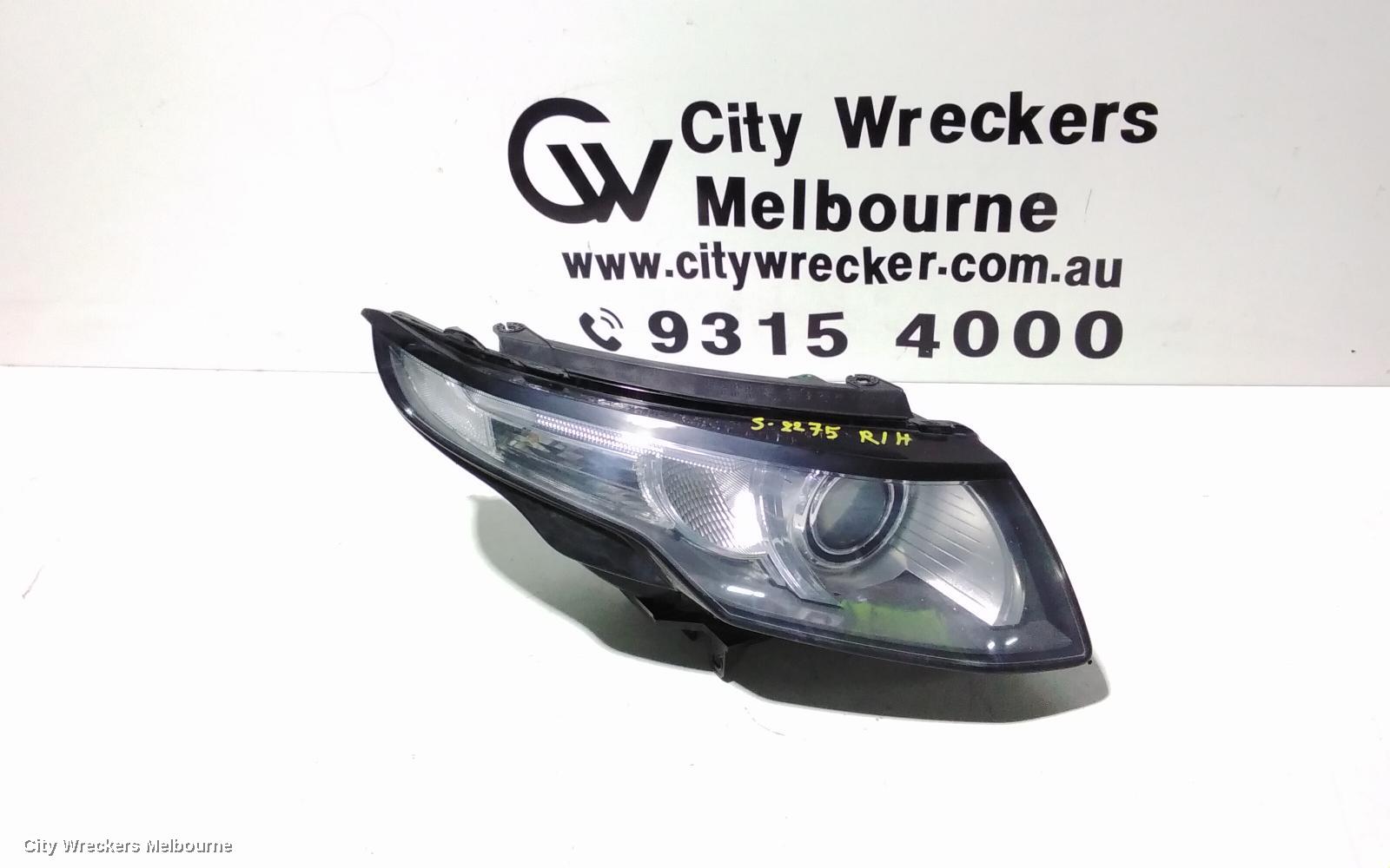 LAND ROVER RANGEROVER EVOQUE RIGHT HEADLAMP, L538, HALOGEN TYPE, 11/2011 - 06/2015